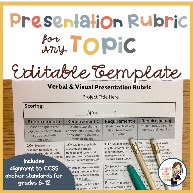 Teachers Pay Teachers resource: Presentation Rubric for Any Topic